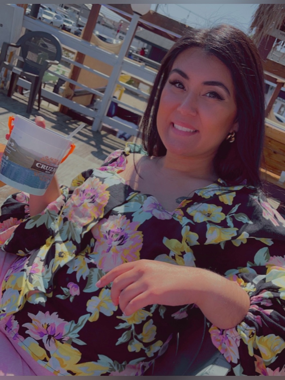 Who What Wear Black Floral Off-Shoulder Crop Top with Yellow & Pink Flowers - Picture 7 of 7